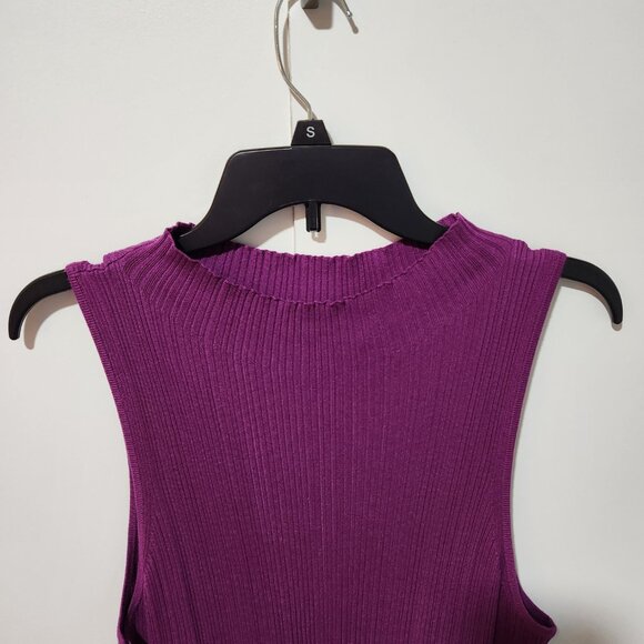 Ninety Percent NEW Violet Purple Sleeveless Ribbed Racer Front Dress - Large - Picture 6 of 10